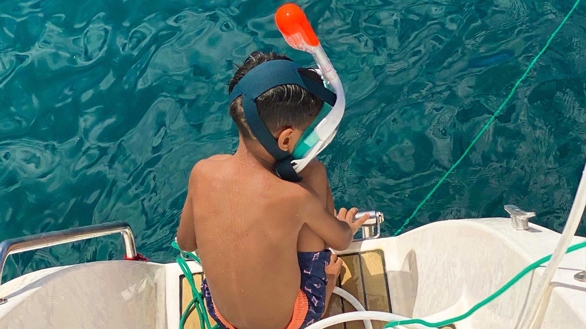 Child Snorkeling Catamaran Caribbean Sea Martinique