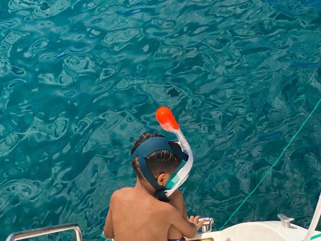 Child Snorkeling Catamaran Caribbean Sea Martinique