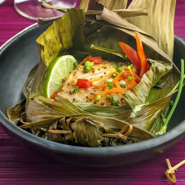 Papillotes De Poisson En Feuille De Bananier